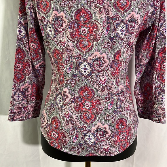 Talbots Pink & Purple Printed Wrinkle Resistant Button Down Shirt - Picture 13 of 16